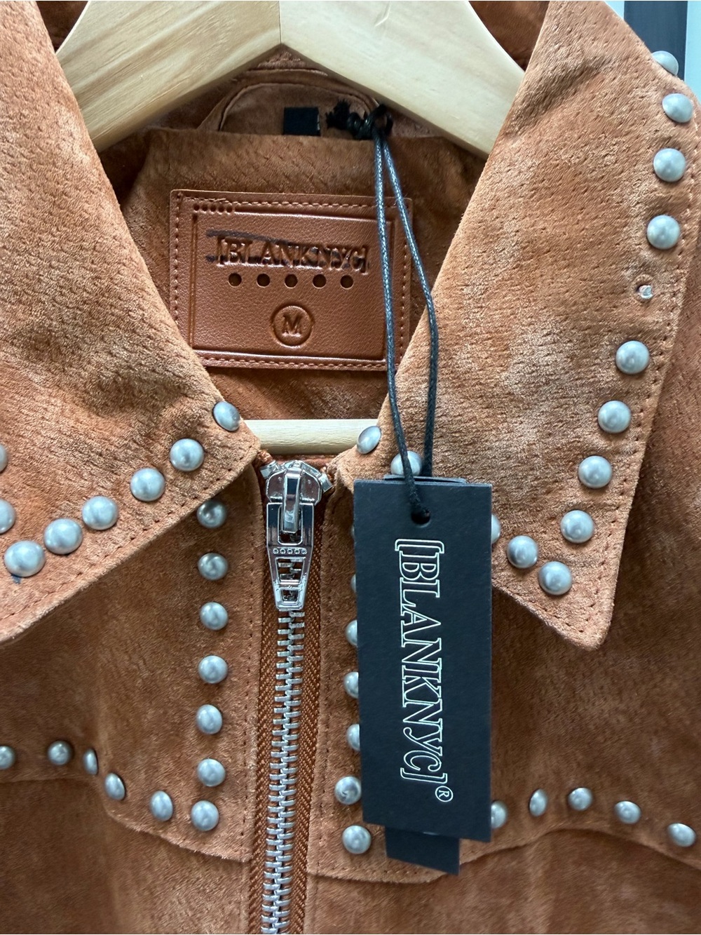 NWT Anthropologie x BLANKNYC Real Suede Studded Jacket in Roasted Walnut Size M - Picture 12 of 13